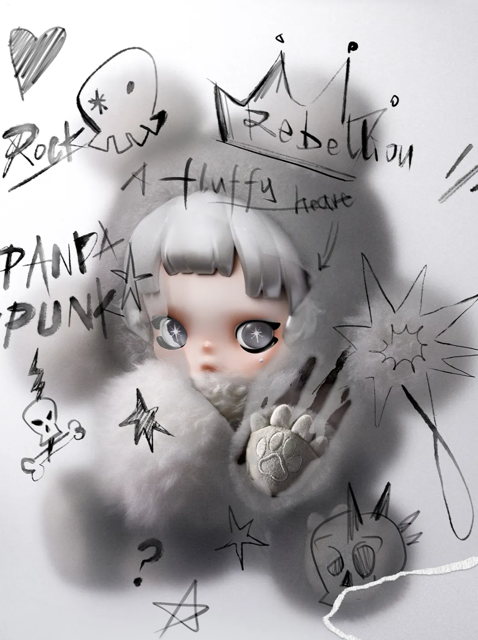 Punk Panda Plush Doll